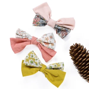 1 Pcs/Set Sweet Bowknot Hairclips for Girls Cute Print Hair Clips Boutique Headwear Handmade Hair Accessoires for Kids Girls