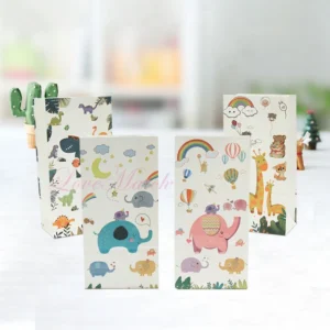 12pcs Birthday Party Decorations Kids Safari Paper Gift Bags Candy Bags Box Diosaur Baby Shower Packing Bag Jungle Theme Party