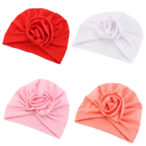 1PCS Kids Baby Girls Boys Hat Infant Turban Hats Newborn Elastic Cotton Baby Beanie Cap Muslim Flower Headwear Accessoire Child