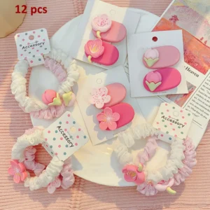 2 PCS Pink Elastic Hair Ring Rope Clips for Girls Hair Small Kids Headwear Accessoires