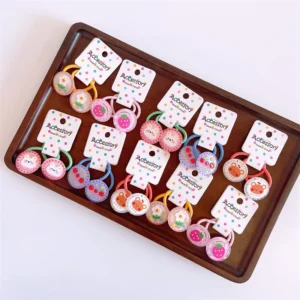 2pcs/set Cartoon Fruit Animals Elastic Hair Ring Rope Tie Cute Kawaii Baby Rubber Hair Bands Headband for Girls Kids Accessoires