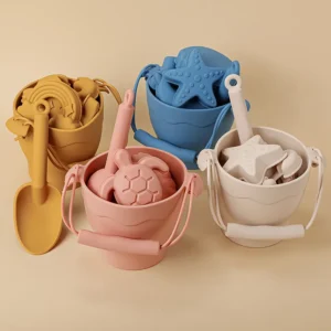 8pcs/Set Beach Toys Eco-Friendly, BPA-Free, Food-Grade Silicone - Fun Summer Outdoor Toys for Kids with Bucket & 4 Color Sand