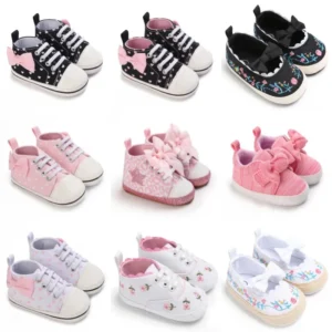 Baby Girl Shoes White Lace Flower Embroidery Soft Shoes Cute Bow First Step Children's Shoes First Walker
