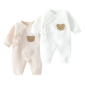 Boys Girls Bodysuit Newborn Onesie Clothes Cotton Toddler Home Wear 0-6M Thickened Spring and Autumn Clothing