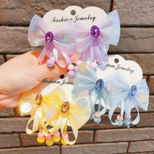 Butterfly Ribbon Hair Clips for Girls No Harm Baby Diamond Hairpins Girl Hair Accessoires Princess Colorful Small Girl Side Clip