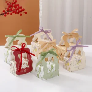 Creative Candy Box Wedding Favor Gift Packaging Ribbon Chocolate Cookie Red Bags Baby Shower Festive Birthday Party Supplies