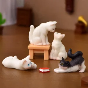 Cute Mini Cat Ornament Small Statue Car Figurine Crafts Gift For Kids Children Baby Room Kawaii Toy Resin Kitten Landscape Decor