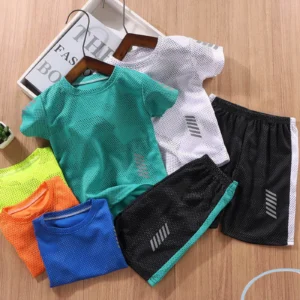 Kids Clothes Toddler Boys Sets Summer Short Sleeve Tshirt Tops Shorts Sports Outfits Quick Dry Breathable 2Pcs Clothes Set 1-14Y