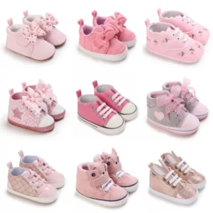 Pink Baby Shoes Princess Fashion Sports Shoes Children's Sneakers Girl Soft Sole Anti slip First Generation Walking Shoes