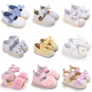 Summer Girl Bow Princess Shoes 0-12 Month Baby Soft Sole Sandals First Generation Walking Shoes Indoor and Outdoor Ballet Shoes