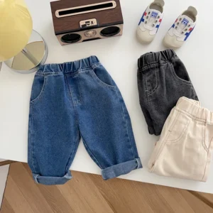 MILANCEL Baby Pants Solid Kids Jeans Casual Boys Denim Pants Soft Girls Fashion Trousers